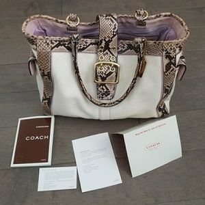 Purple/black snakeskin detail Coach bag